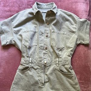 Zara Short Denim Jumpsuit